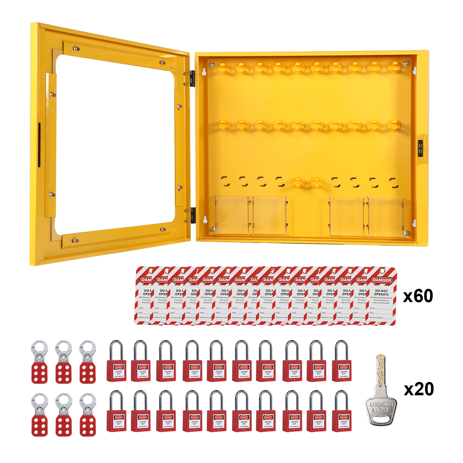 

Lock Out Tag Out Kit Board with 20 Safety Padlocks 6 Hasps 60 Tags Lock Out Tag Out Station for Electrical Applications