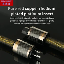 Grey Knight Sterling Silver HiFi US/EU High Purity Power Cord Speaker Amplifier HiFi Audio Cable Connection Cable