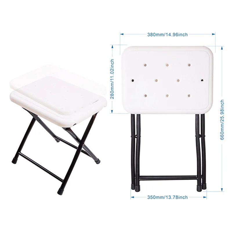 Foldable Shower Chair Anti-slip Bathtub Chair Pliable Kitchen Stools Folding Bathroom Standing Vintage Stool