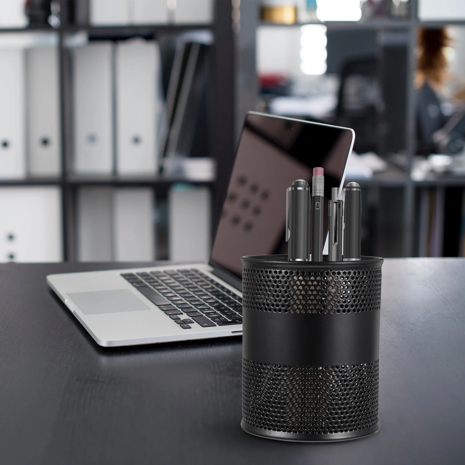 

2 Pcs Metal Pen Holder Stationery Container Storage Office Supplies Holders Cup for Desk Remote Control