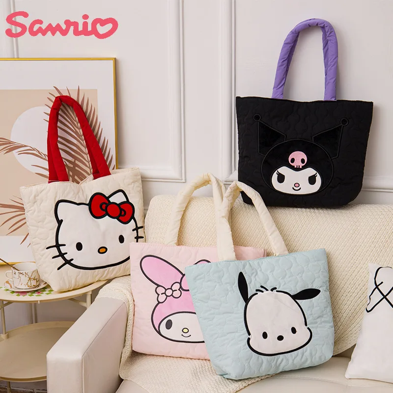 Sanrio My Melody Shoulder Bag 2024 Autumn/Winter New Down Cotton Pochacco Handbags Cute Large Capacity Hello Kitty Backpacks