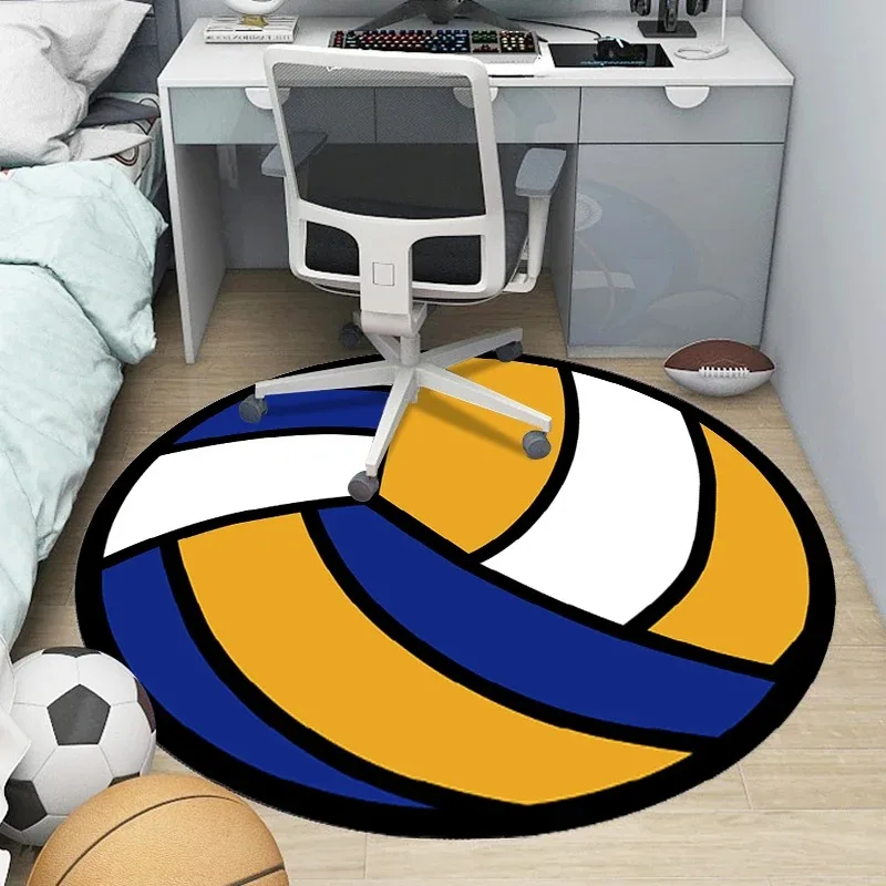 Sportball-Muster-Teppich, Fußball-Basketball-Teppich „ALL STARS“, Matte, kreisförmige Bodenmatte für Heimdekoration, Schlafzimmer, Arbeitszimmer, Matte