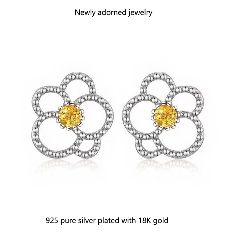 

S925 sterling silver irregular flower earrings, trendy and luxurious minimalist design from Japan and Korea, elegant and unique