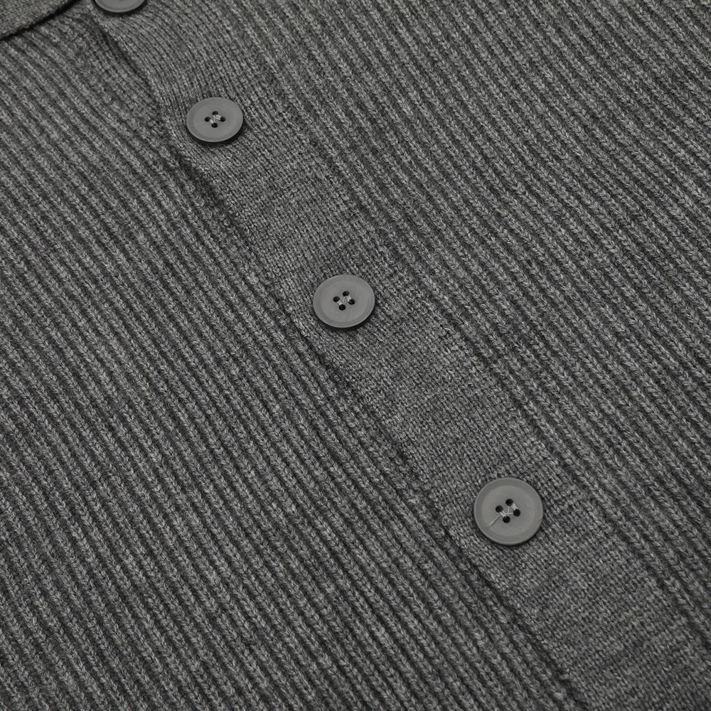 سترة صوفية ذات طية صدر السترة بلون سادة للرجال للربيع والخريف سترة محبوكة غير رسمية بأكمام طويلة موضة الشارع #4