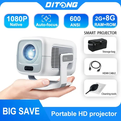 DITONG X3Plus HD proyector nativo 1080P compatible con 4K WIFI6 BT5.4 Android mini proyector portátil led proyector de vídeo de cine en casa