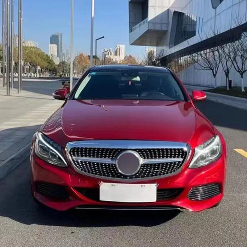 Front Bumper Grille Racing Grill Facelift Diamond Mesh For Mercedes Benz C W205 Exclusive Elegance C220 C250 C300 C350 2014-2021