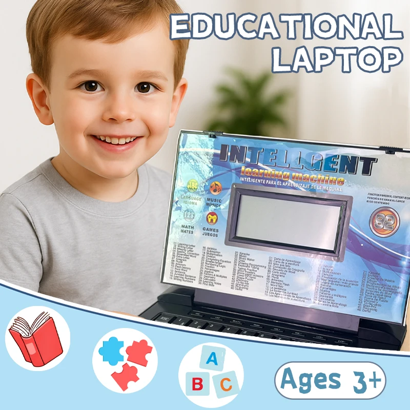어린이 교육용 노트북 장난감(3세 이상) – ABC, 수학, 음악, 논리, 타이핑, 그림 및 기타 학습 게임 60개 이상 – 이중 언어 지원