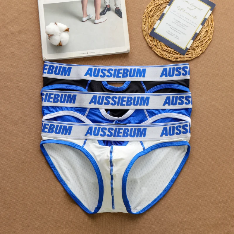 AussieBum กางเกงในผู้ชายเอวต่ำ, กางเกงในกลวงเล็กๆด้านหน้าและด้านหลังกางเกงชั้นในระบายอากาศสบาย