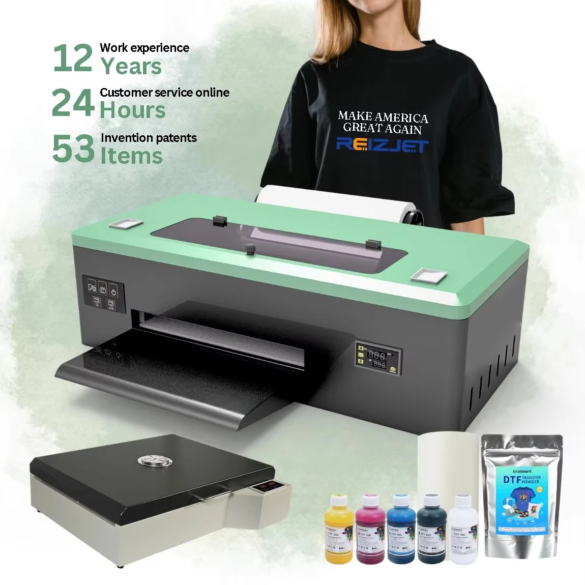USA Warehouse Tax-free Textile T-Shirt 35cm A3 Transfer 1390 Pet Film 13Inch Impresora DTF Printer Printing Machine