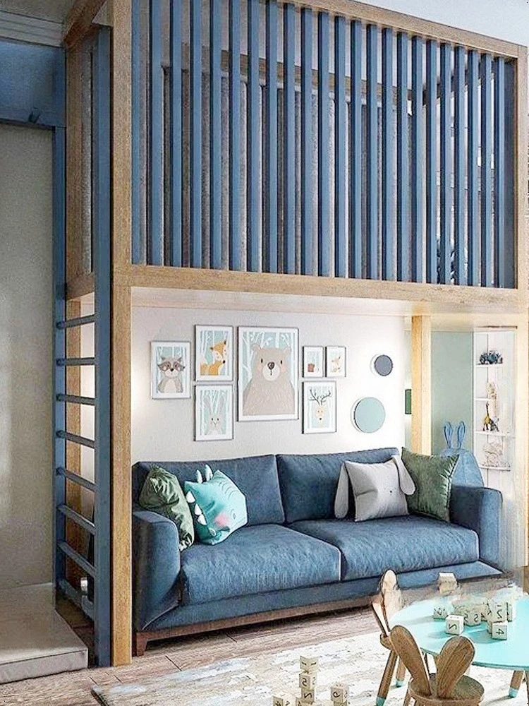 Dom zabaw do pokoju dziecięcego, łóżko z zakrzywioną zjeżdżalnią, sofa pod łóżko