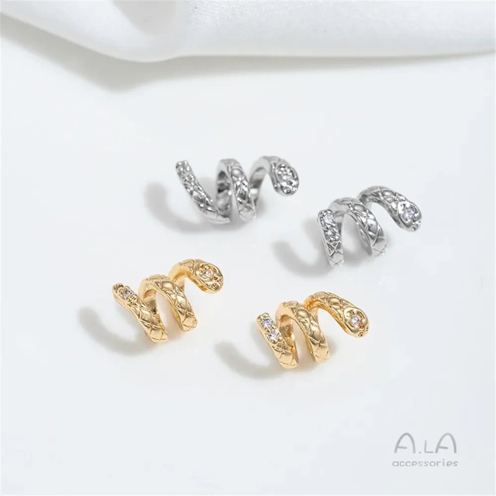 Z429 14K مطلية بالذهب الأفعى على شكل التوتير لوحة ثعبان أنبوب الخرز اليد سترونج الخرز سوار ذاتي الصنع قلادة مجوهرات اكسسوارات #3