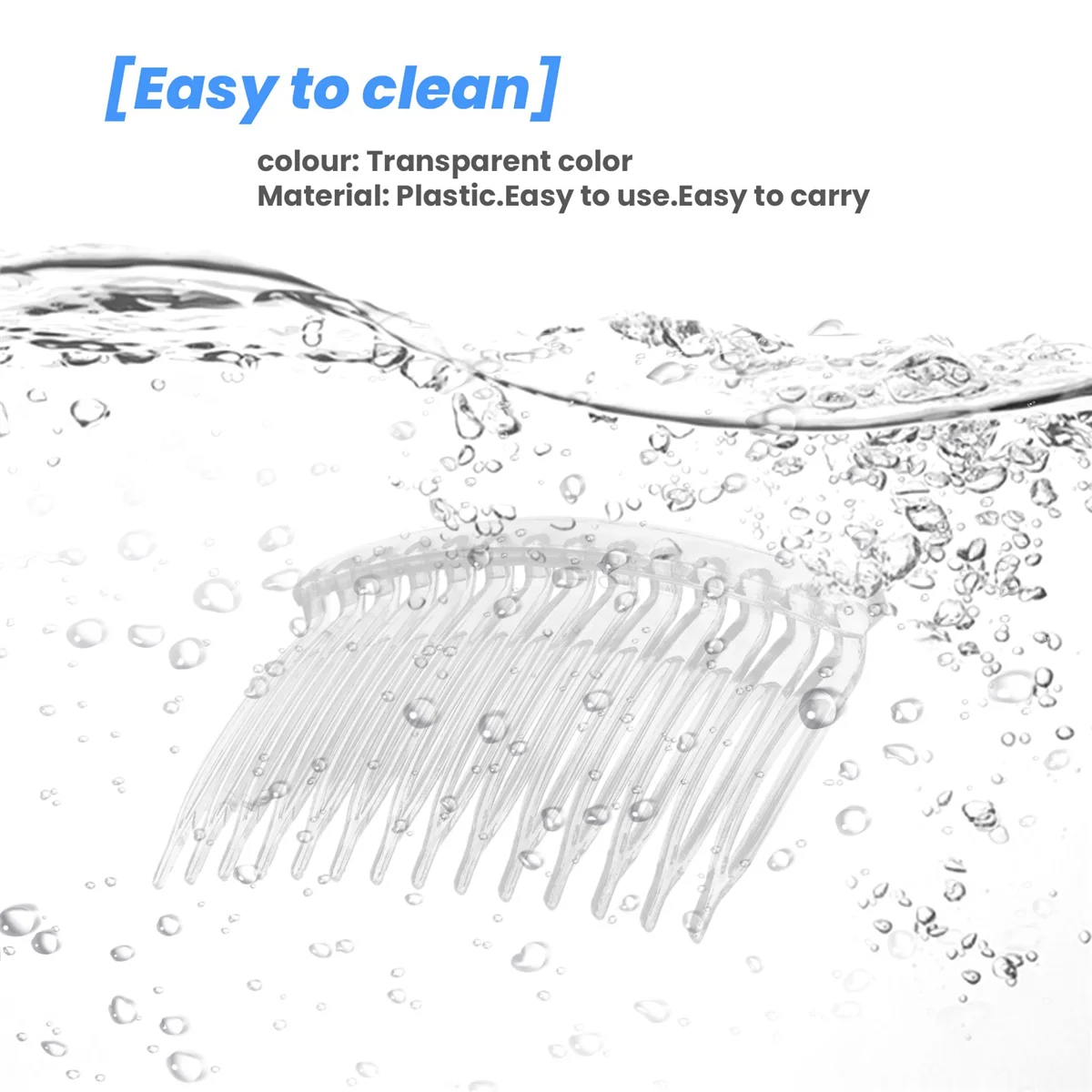 ABQR 20 x Fermagli per capelli in plastica di colore trasparente Pettini laterali Barrettes 70X40mm