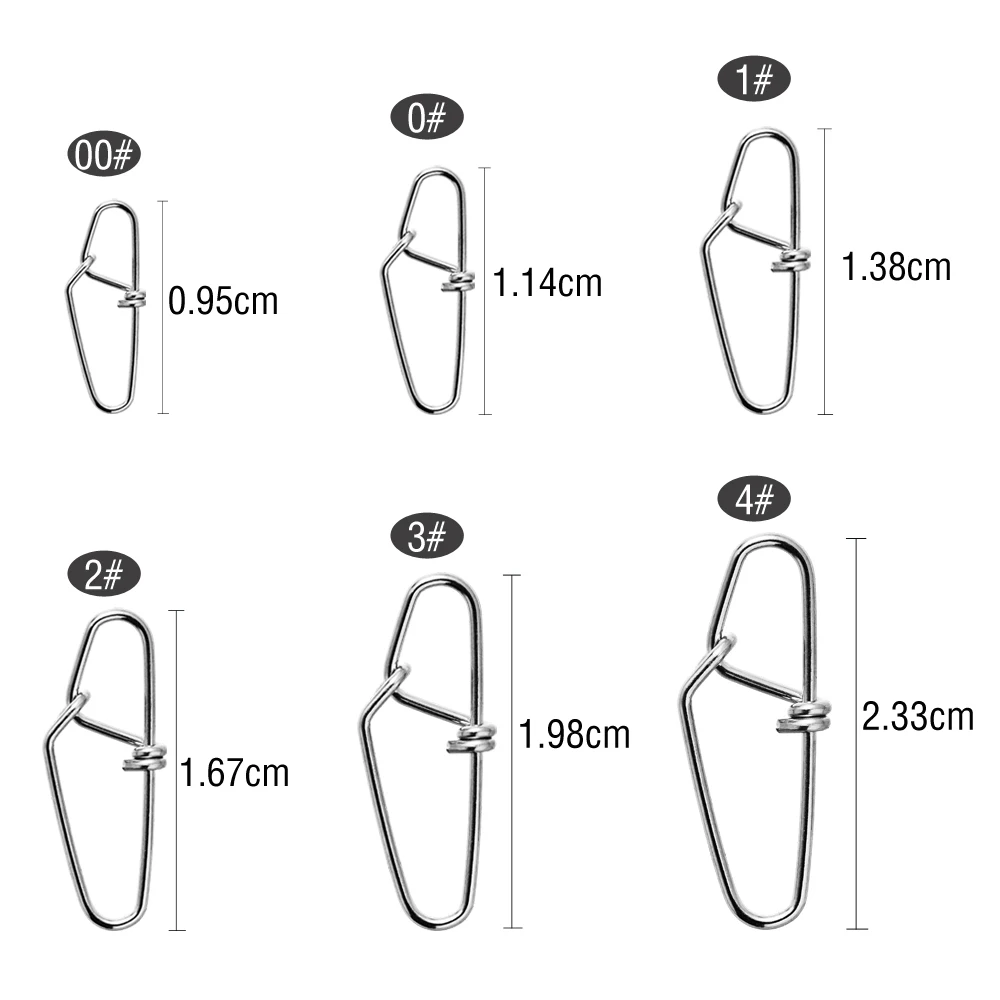 50 Stück Angel-Schnappverschlüsse aus Edelstahl, Schnellwechsel-Köderclip, Korrosionsbeständiger Angelzubehör-Verbinder für Salzwasser und Süßwasser – Detail 7