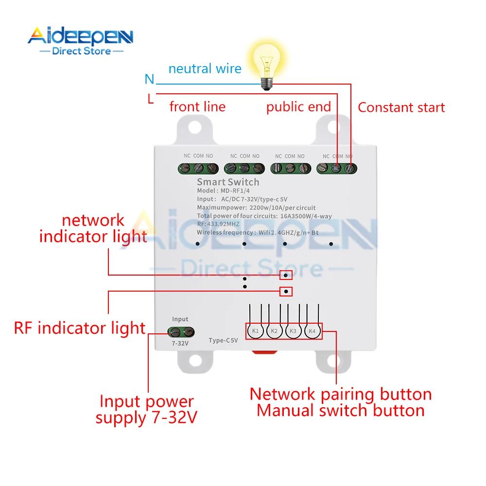 16A مفتاح بلوتوث واي فاي صغير لتقوم بها بنفسك 3/4 طريقة 433 ميجا هرتز التحكم عن بعد أتمتة التتابع للحياة الذكية العمل مع أليكسا جوجل المنزل #2