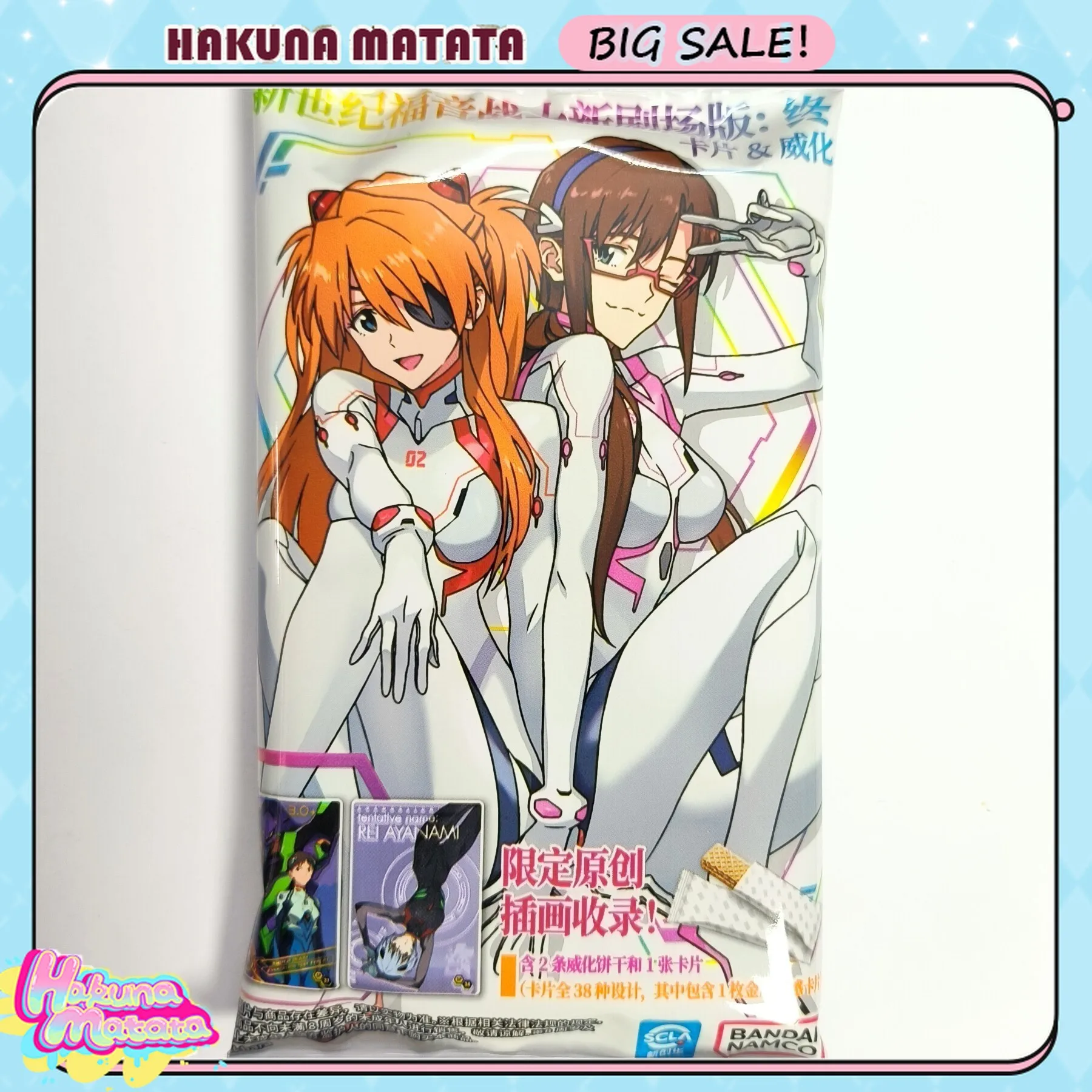 Mercancía Oficial de Evangelion, Tarjetas Coleccionables de Comida, Asuka Langley y Rei Ayanami, Colección de Anime, Regalo, Envío Gratis, EVA en Stock