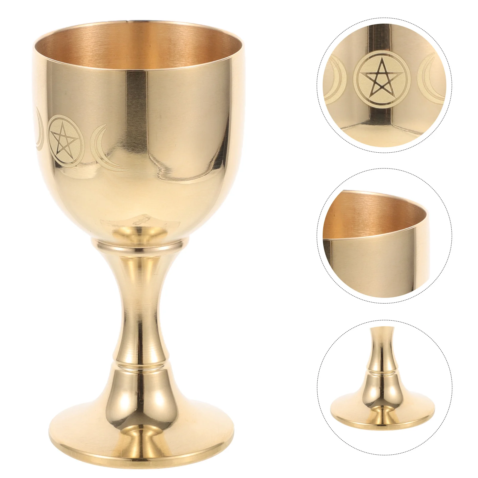 

Brass Cup Vintage Pentagram Design Multi-Use Holy Water Baptism Offering Metal Goblet Decorative Buddhism Cup
