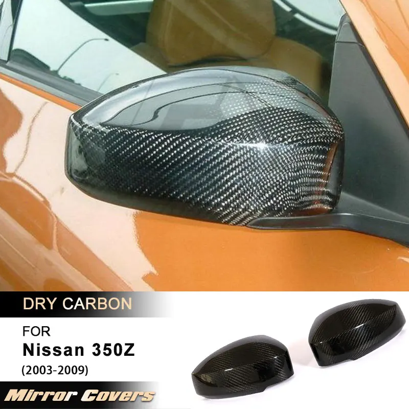 

Чехлы на зеркала заднего вида автомобиля, колпачки для Nissan 350Z 2003-2009, гоночные колпачки для боковых зеркал, комплекты кузова Prepreg Dry Carbon