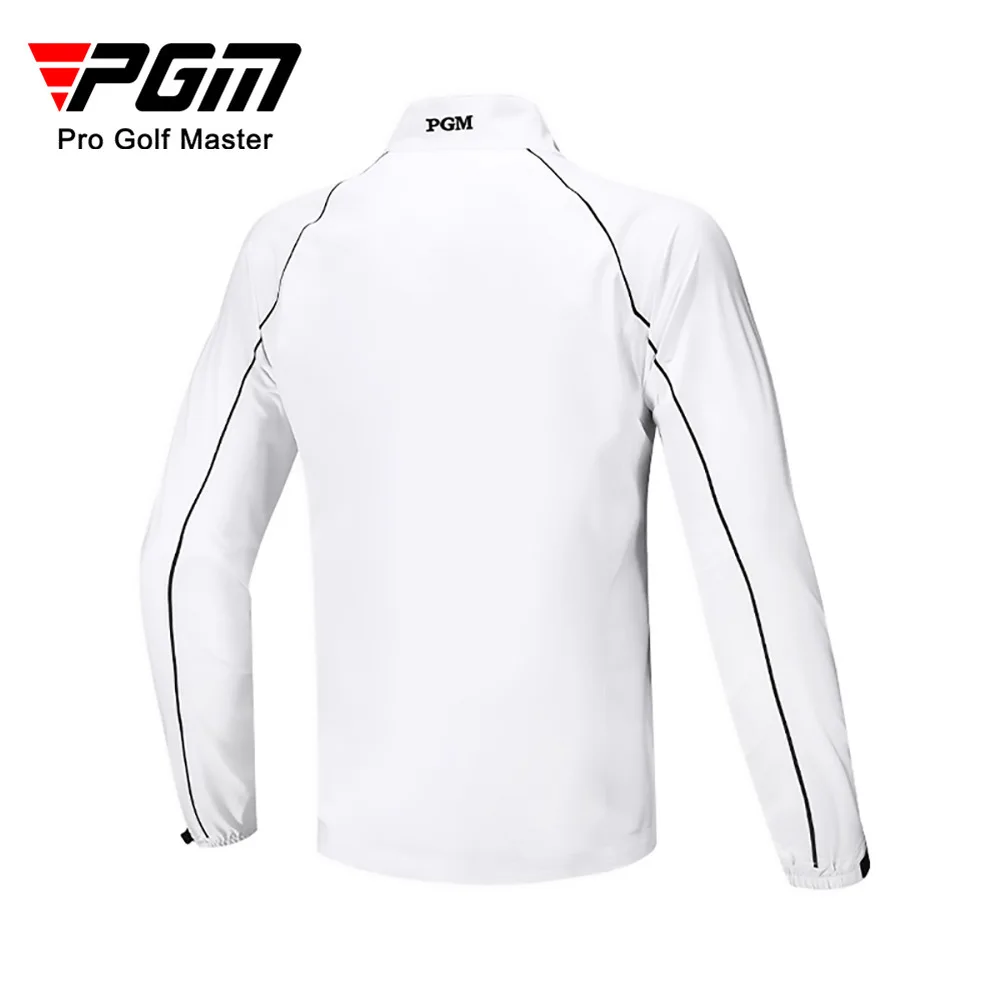 PGM   Golf Men's Long Sleeved Windbreaker/coat with Stand Up Collar for Warmth, Windproof and Rainproof White