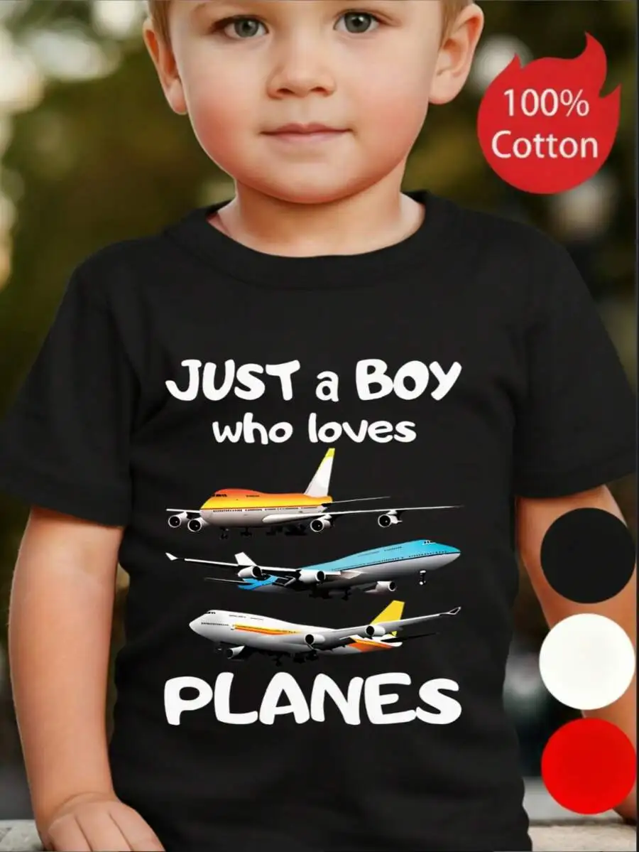 Cotton Casual For Both Boys And Girls Family Matching Shirts Just A Boy Who Loves Planes Graphic Summer Birthday Gift For Kids