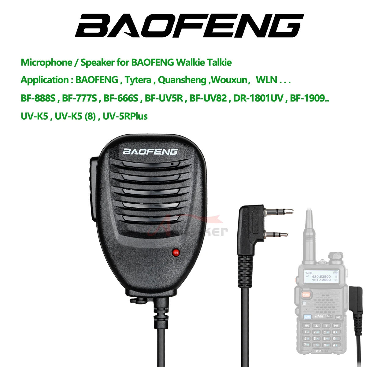 UV-K5 Baofeng Quansheng рация динамик микрофон для Baofeng UV-5R BF-888S UV-82 UV 13 Pro UV-16 Pro двустороннее радио