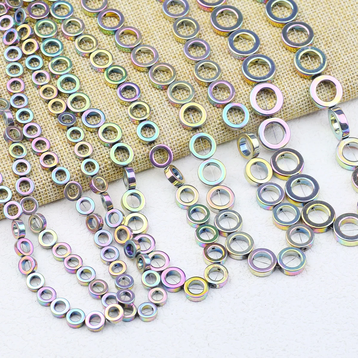 Natürliche Stein Licht Lila Hämatit Lose Perlen Spacer Überzogene Runde Kreis Für Schmuck Machen Armbänder DIY Zubehör 8-14MM