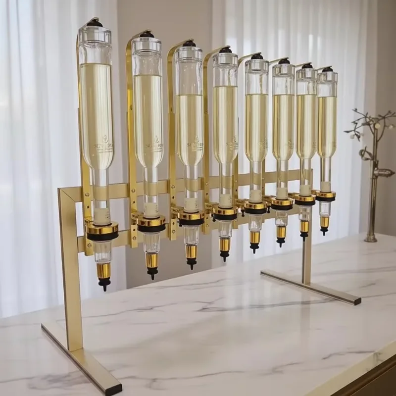 375ml 500ml 750ml Golden/silvery Glass Perfume Dispenser Bar 12‑Unit Set with Stable Stand for Wedding Event Decor