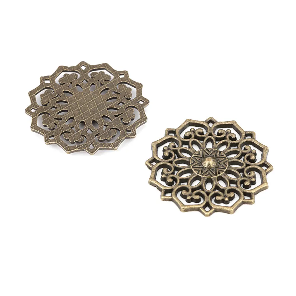 20PCS 20MM 31.5MM Antique Silver Color Zinc Alloy Big Decorative Flower Connect Charms Pendants Jewelry Findings Accessories