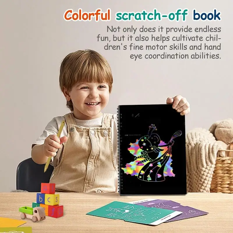 Scratch Arts Paper notebook Rainbow Scratch Paper Art Set Scratch Off Paper bambini Art Crafts Magic Scratch Off Paper Set per
