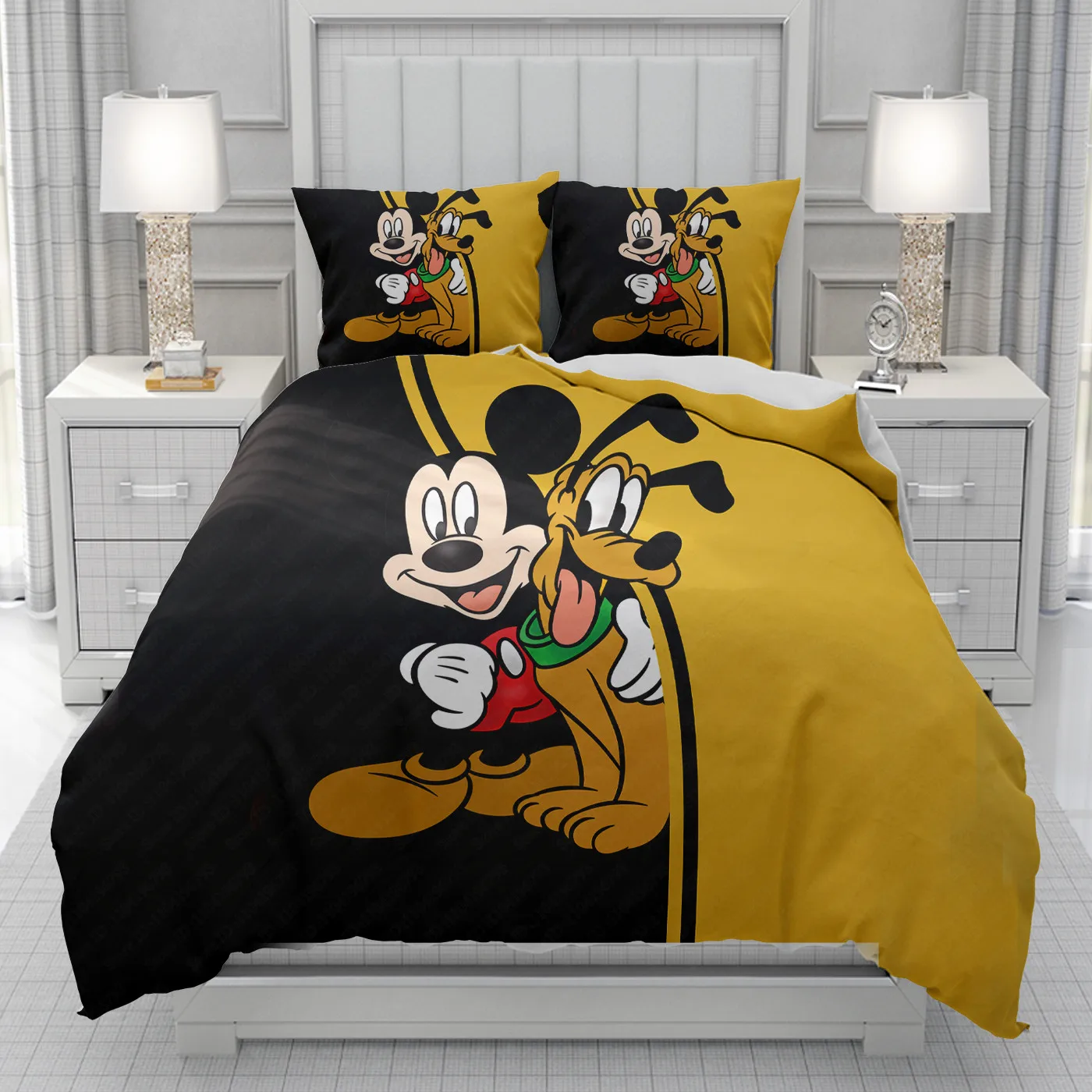 Mickey Mouse happy Duvet Cover men women/Children KID Printing Disney cartoon Bedding Set  Comforter Bed Soft