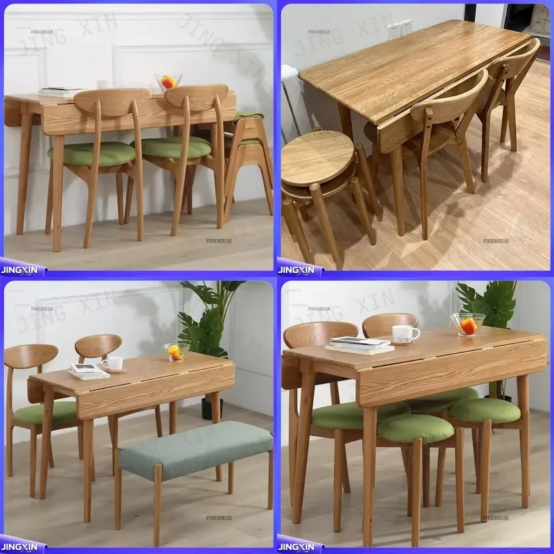 Custom for Solid Wood Folding Dining Table Rectangular Telescopic Desk Small Apartment Space Saving Office Furniture Japanese