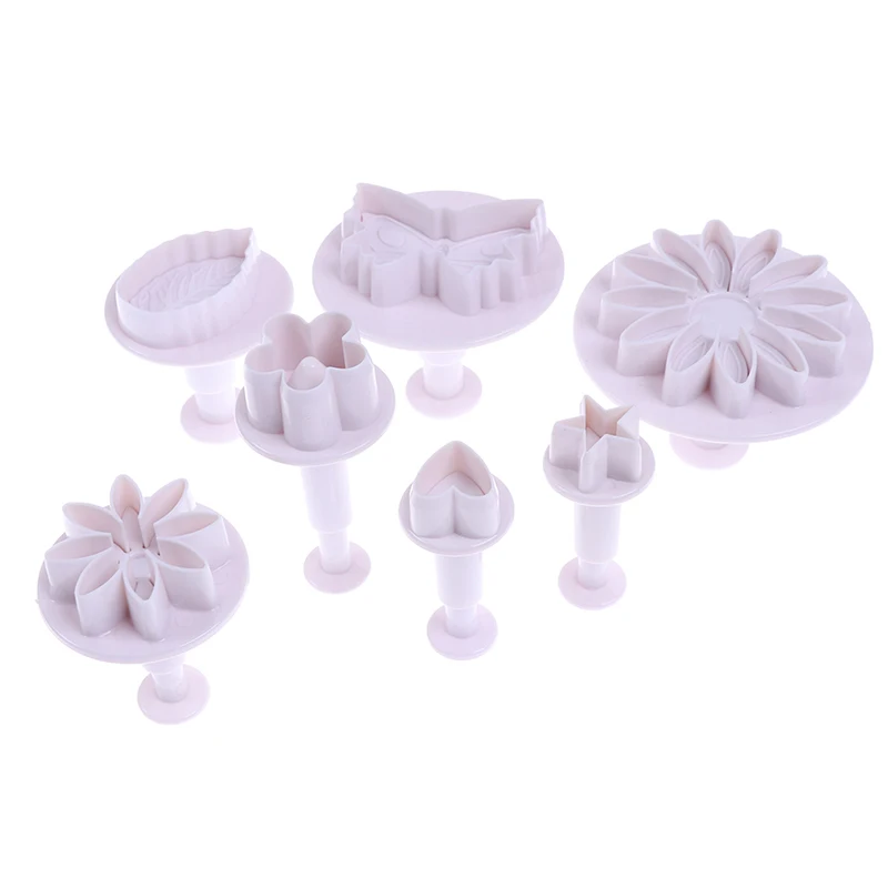 Plastic Flower Fondant Cake Tools Sugar Craft Plunger Cutter Baking Cookies Mold