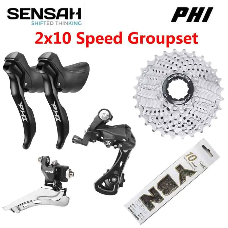 Sensah phi-ロードバイクギアレバー,2x10ギア,20s,ディレイラー