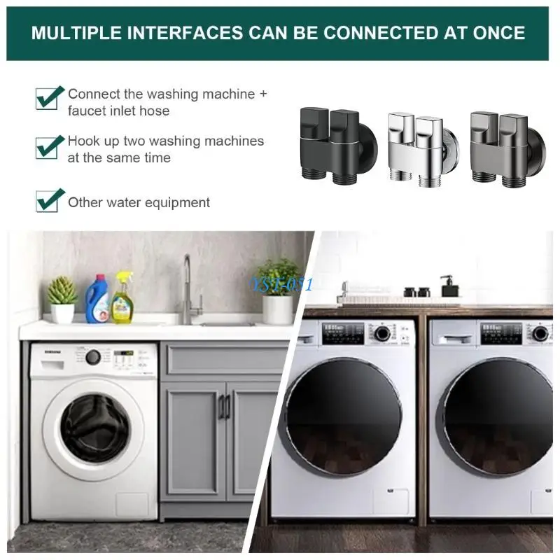 E15A G1/2 صمامات زاوية التحكم المزدوجة صنبور الغسالة المرحاض مثلثات صمامات لتنظيم المياه في المطبخ #4