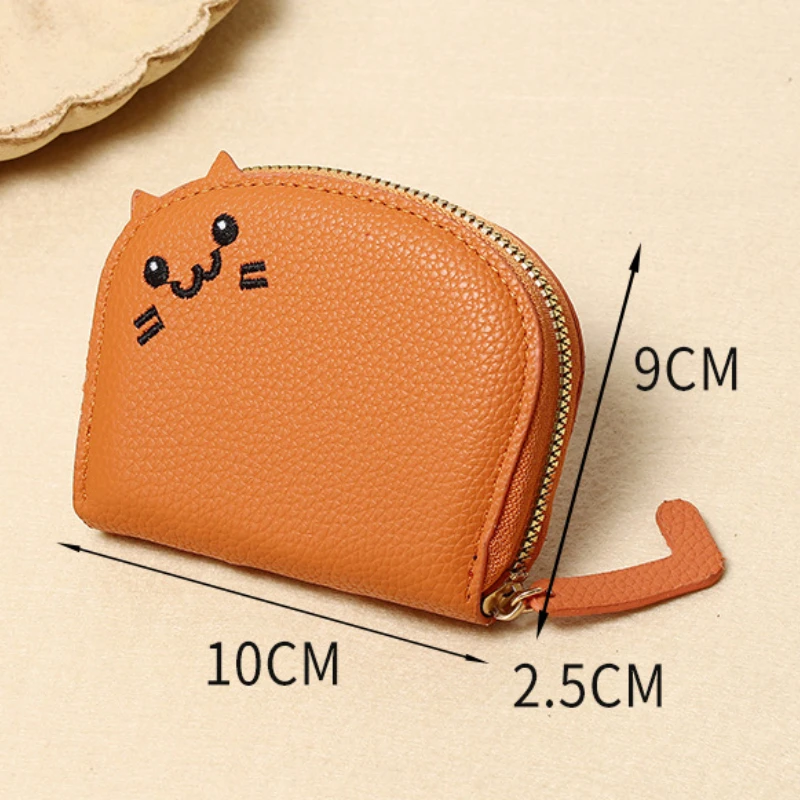 Cartera bonita con forma de gato de dibujos animados para mujer, soporte con ranuras para múltiples tarjetas, monedero de cuero PU a la moda, organizador de tarjetas bancarias, bolso de mano