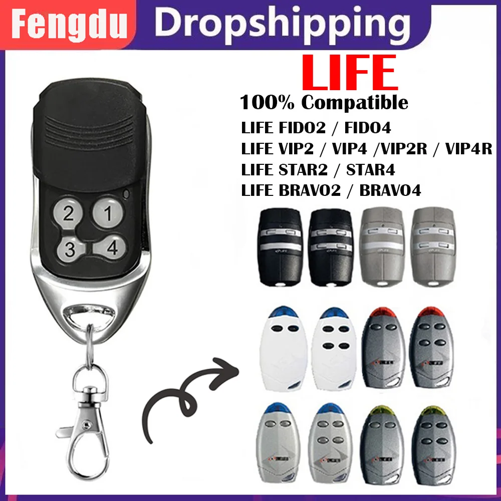 Garage Door Remote Control 433.92MHz Rolling Code Command LIFE VIP2 VIP4 VIP2R VIP4R STAR2 STAR4 BRAVO2 BRAVO4