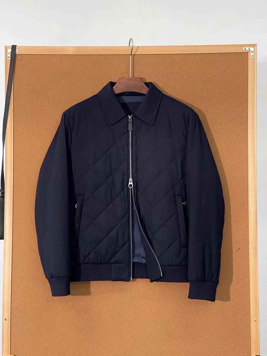 

Busin повседневное мужское длинное осеннее пальто из смеси шерсти с ромбовидным узором Jaet, длинное осеннее пальто на молнии с застежкой-стойкой