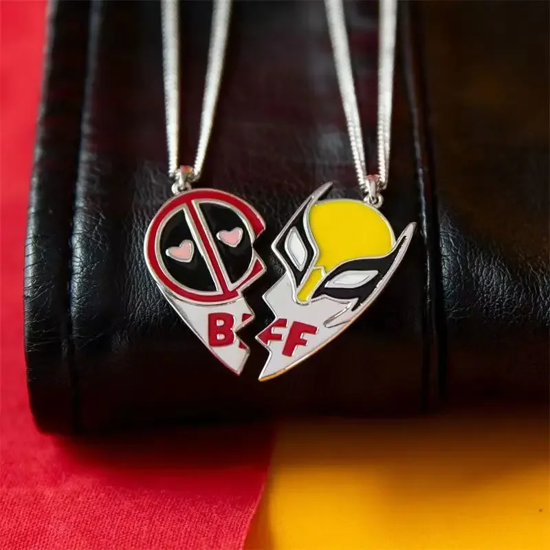 Dead-pool and Wolve-rine Necklace Cool Movie Figures Peripherals Pendant Heart Shape Cosplay Jewelry Friend Decor Birthday Gifts