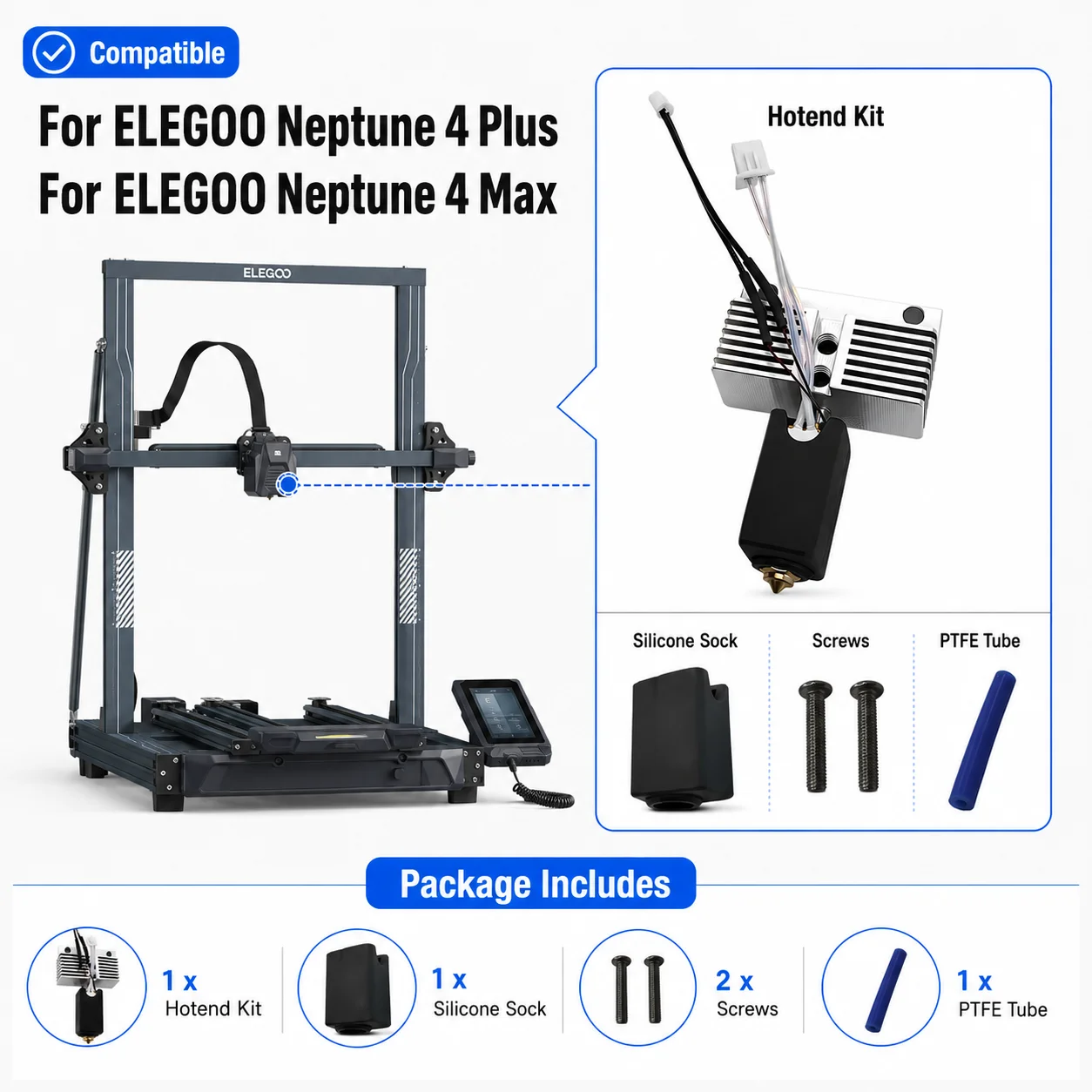 ELEGOO Neptune 4 Plus/4 Max 3D - Hotend Assembly incelemesi ve fiyatı