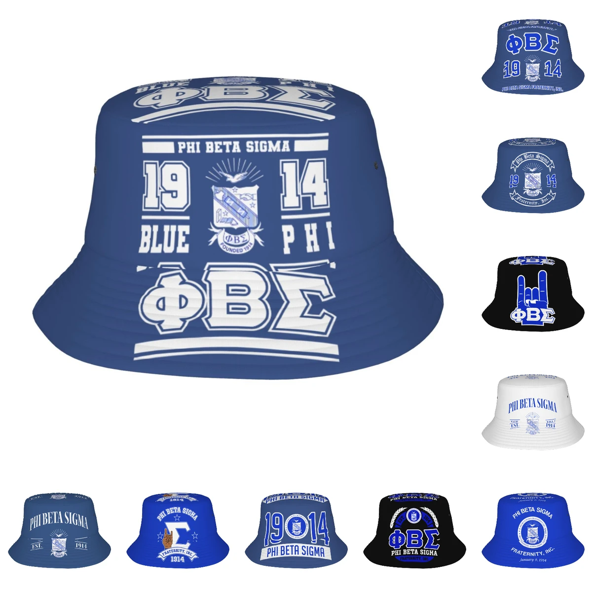 

Phi Beta Sigma PBS Fraternity Fisherman's Cap Outdoor Bucket Hats Fishing Hat Wide Brim Cap Unisex Foldable Beach Summer Travel