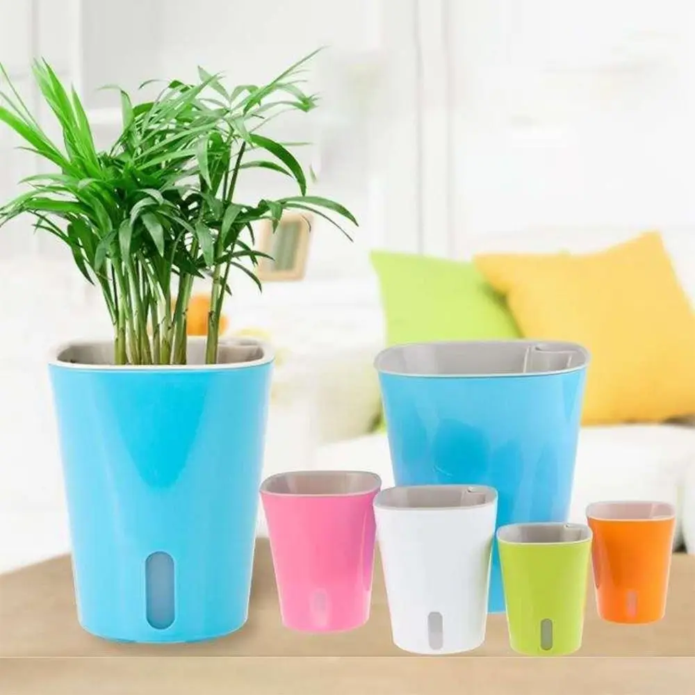 Self Watering Flower Plants Pot Plastic Automatic Living Room Decor Gardening Flower Pots Simple Soil Cultivation Small Pot