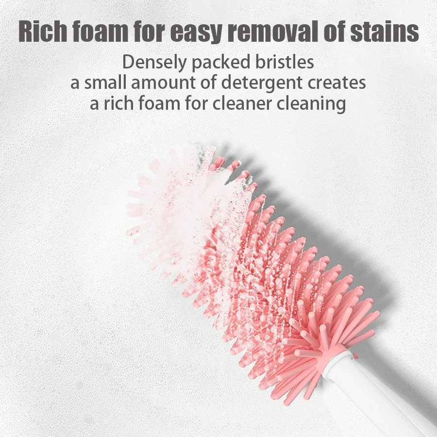 360 Degree Portable Silicone Cleaning Brush Set - Soft polypropylene handles for gentle scrubbing and easy cleaning,space saving