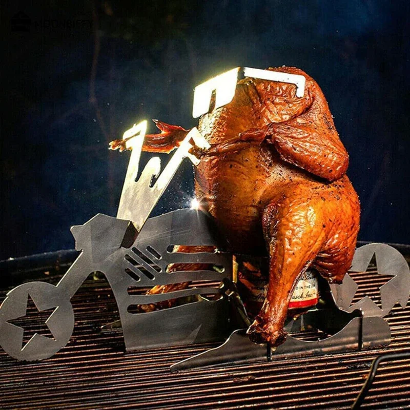 Motorcycle BBQ Tool Steel Frame Fun Chicken Frame with Beer Can Frame BBQ Accessories