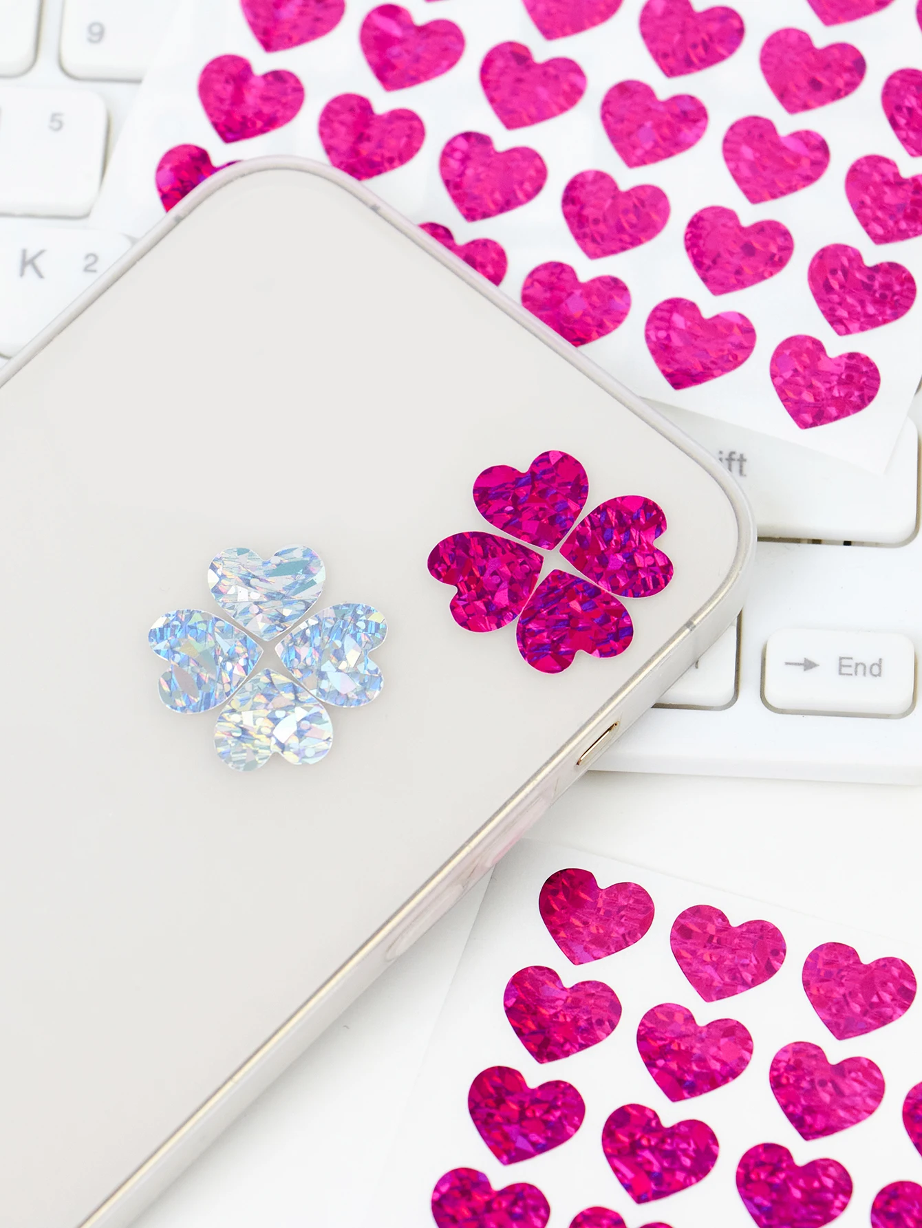 10 Blatt kleine Herz-Aufkleber, glitzernde, glänzende Valentinstag-Aufkleber in Rotgold und Silber für Kinder, Klassenzimmer-Belohnung, Umschläge, DIY-Dekoration – Detail 6