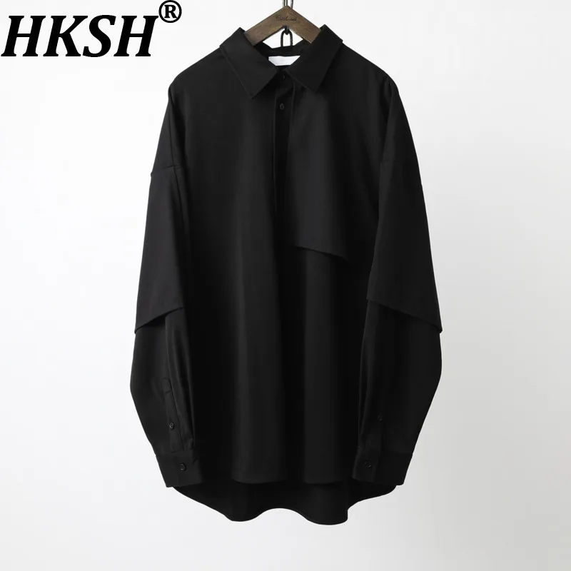 

HKSH Men Spring Autumn New Niche Designer Fashion Punk Dark Shirt Drop-Shoulder Loose Long-Sleeve Casual Non-Iron Shirts HK21986