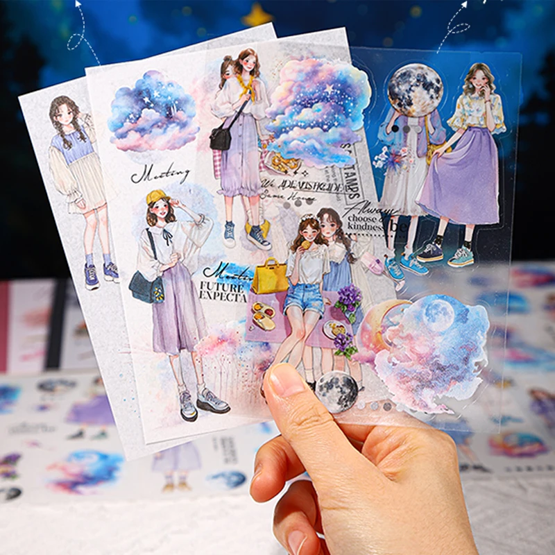 

Mr.Paper kawaii Weather Girl Series Scenic Die-Cut Sticker Book scrapbooking sticker stationery supplies DIY Handbook Decoration