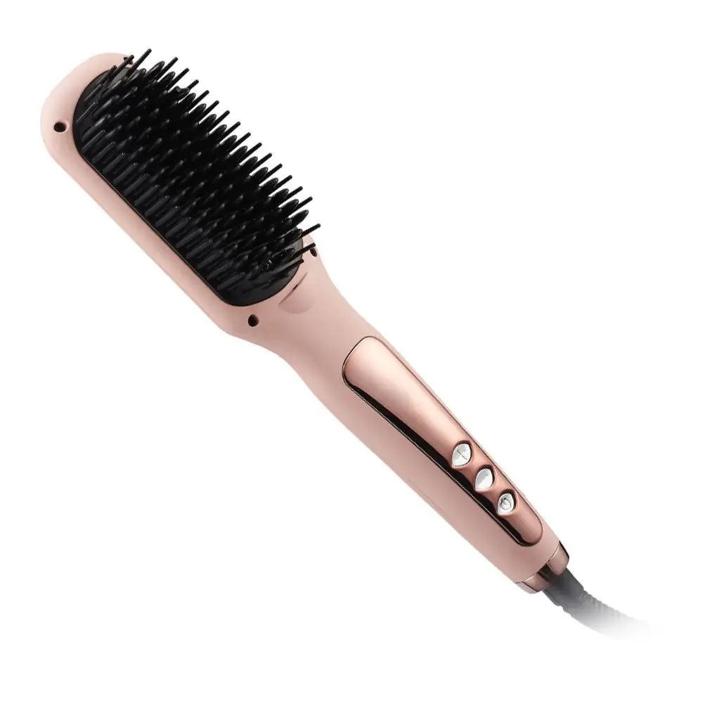 

Pink Ionic Hair Straightener Brush Straightening Comb with Negative Ions LCD Ceramic Hot Comb Hair Brush Straightener for Women