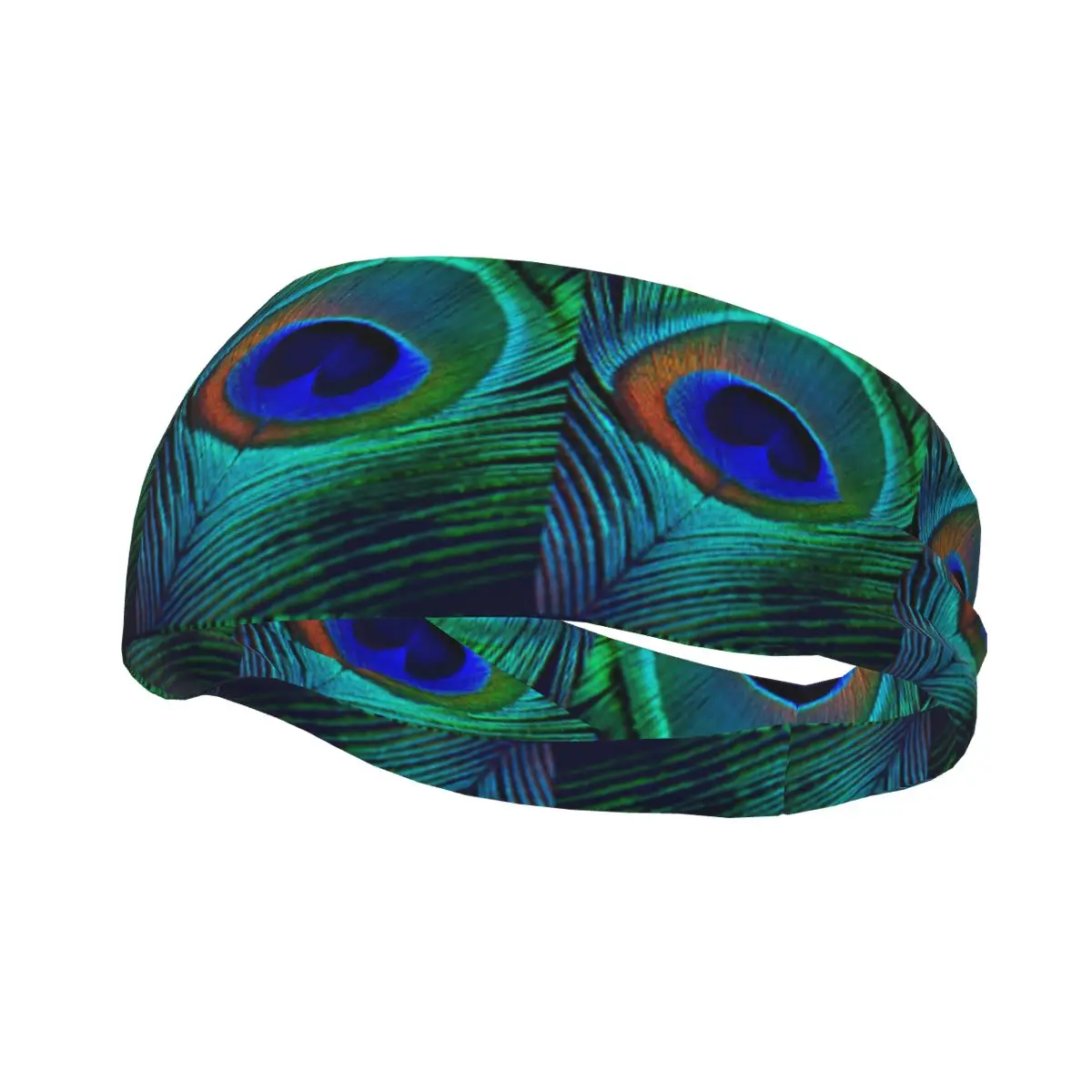 

Sports Sweatband Breathable Headband Sweat Hair Head Band Peacock Feathe Background Yoga Headband