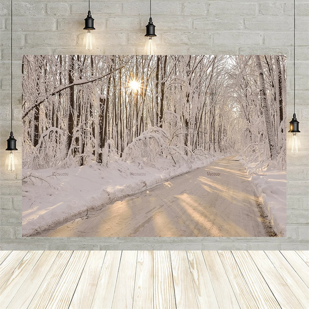 Winter Snow Scene Backdrops For Photography White Forest Baby Portrait Photographic Room Decor Backgrounds Photo Studio Props