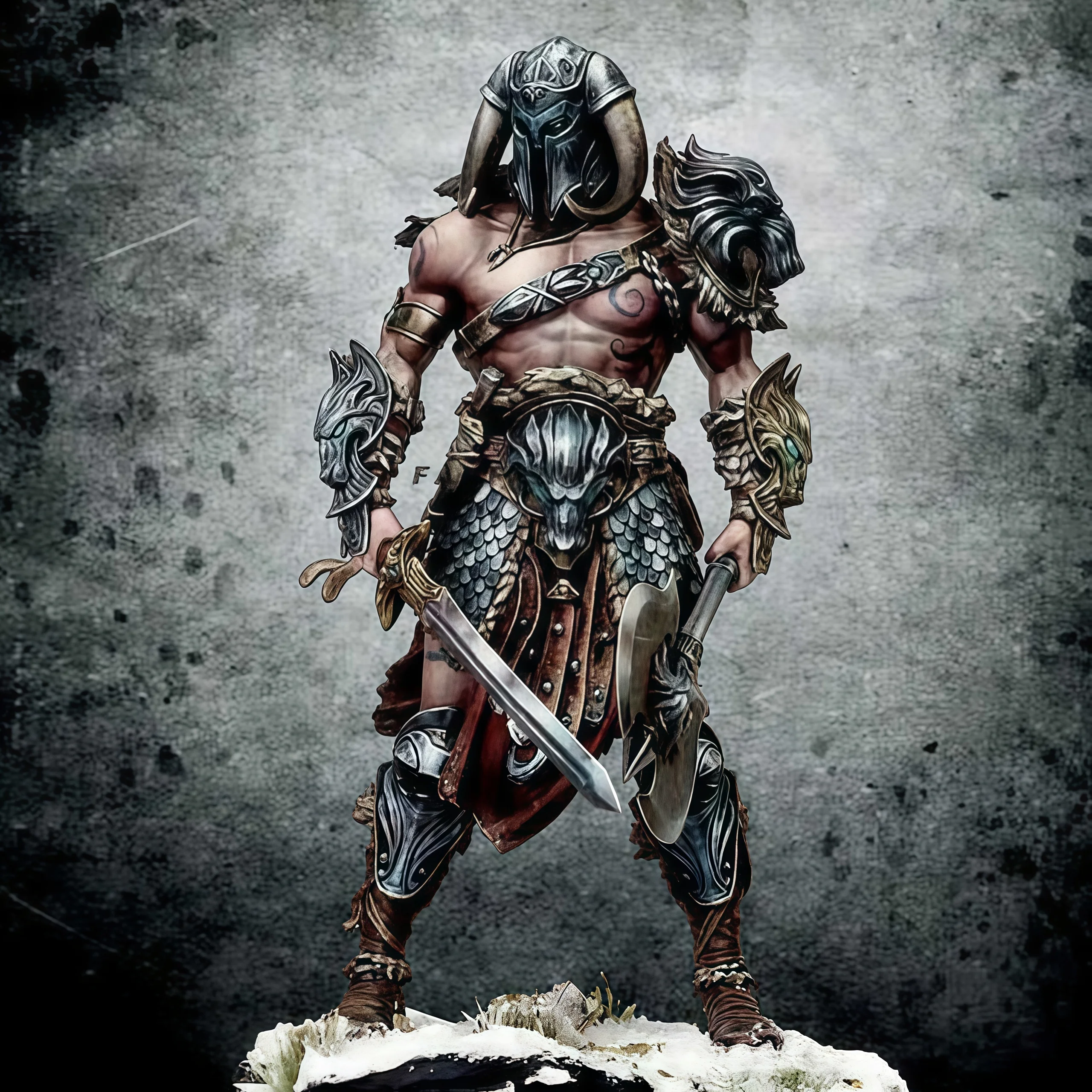 1/24 resin soldier model GK 75MM Nordic Dragon Slayer (double head) - unassembled and unpainted DIY kit - 1099R