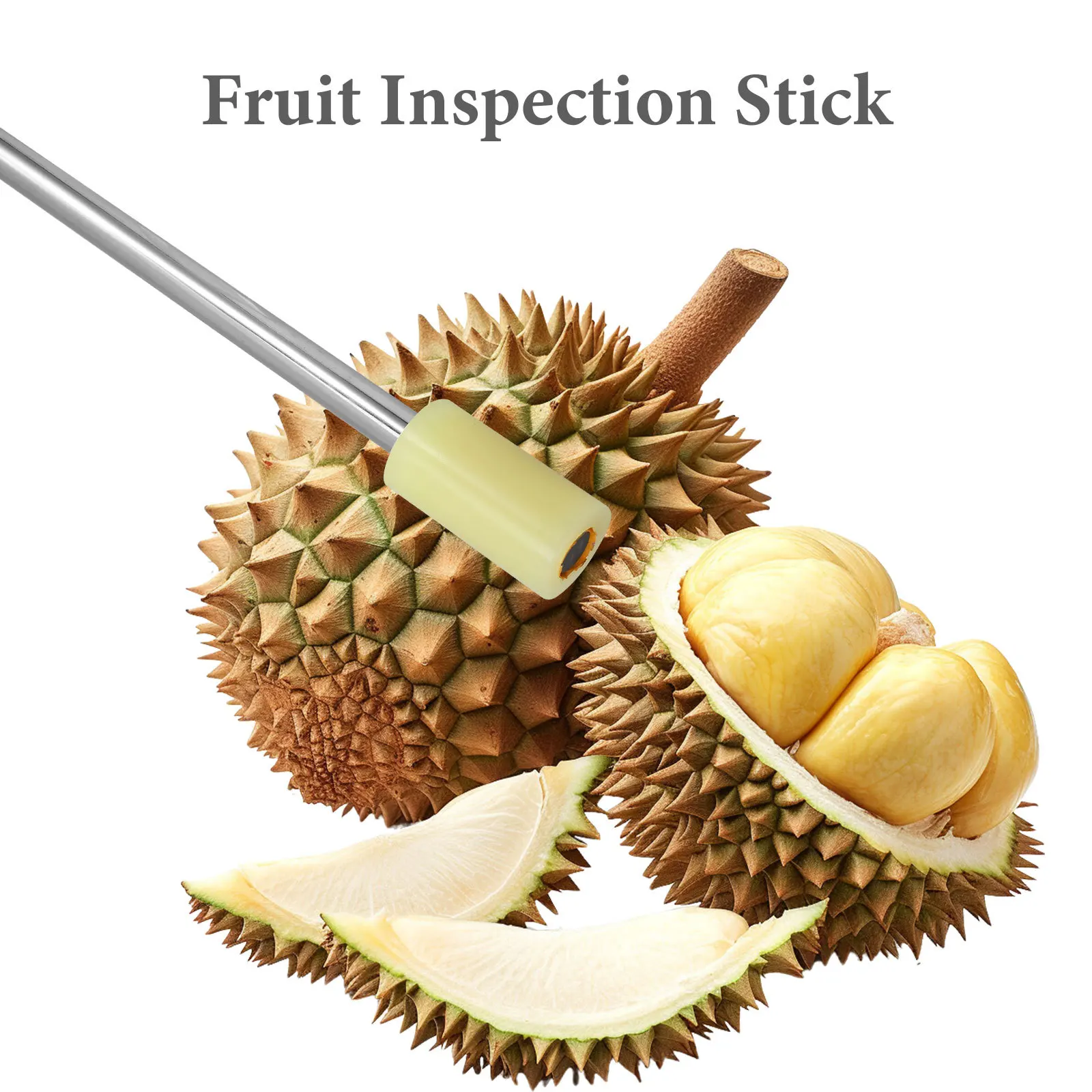 

Stainless Steel Durian Testing Stick Practical Ripeness Knock Rod Market Fruit Testing Tool Ripe Fruit